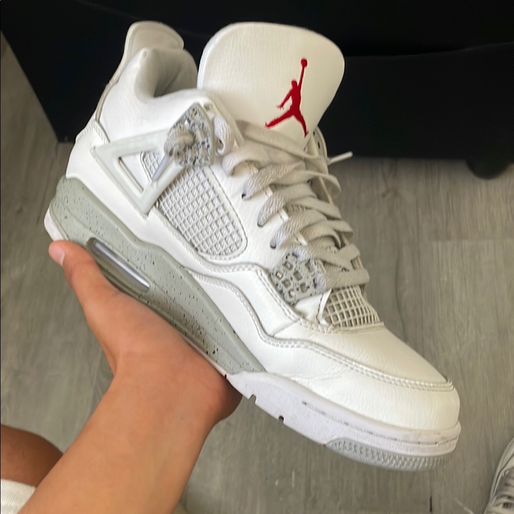 Jordan White and Gray Sneakers with Premium Leather